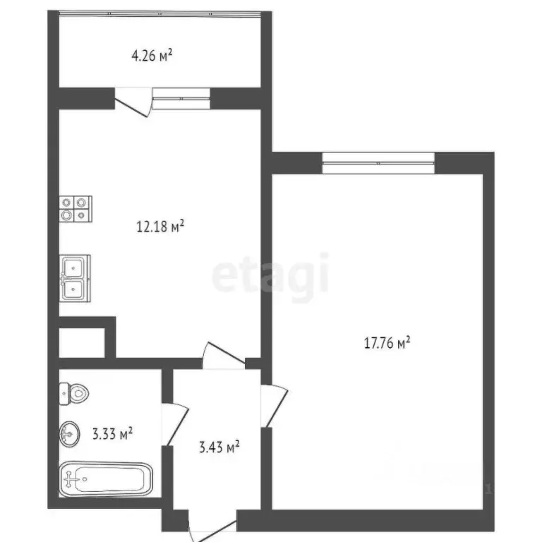 1-к кв. Ростовская область, Батайск ул. Северный Массив, 1 (42.0 м) - Фото 1