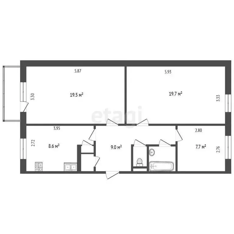 3-комнатная квартира: Непотягово, 15 (70.5 м) - Фото 1