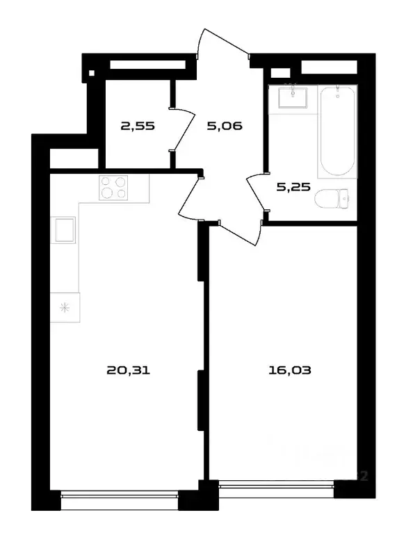 1-к кв. Воронежская область, Воронеж ул. Ольминского, 4 (49.2 м) - Фото 1