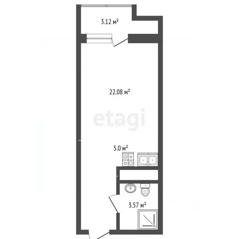 Студия Краснодарский край, Анапа ш. Супсехское, 39к17 (25.0 м) - Фото 2