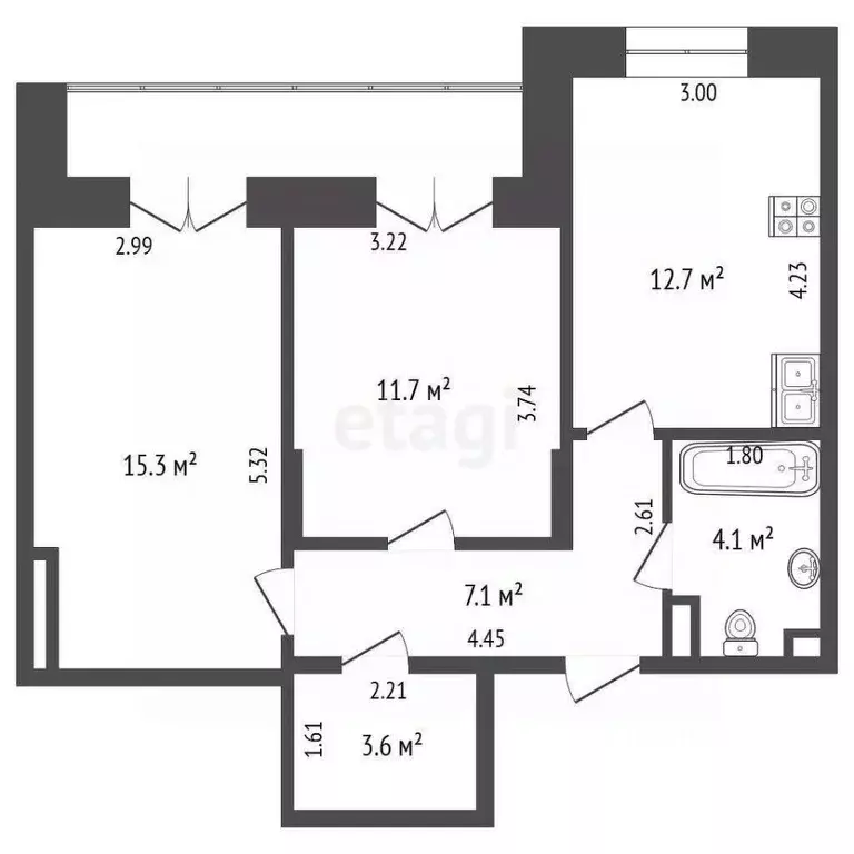 2-к кв. Московская область, Химки проезд Тепличный, 6 (54.5 м) - Фото 1