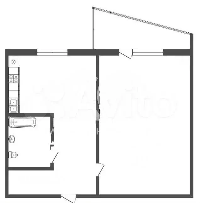 1-к. квартира, 40 м, 1/9 эт. - Фото 0