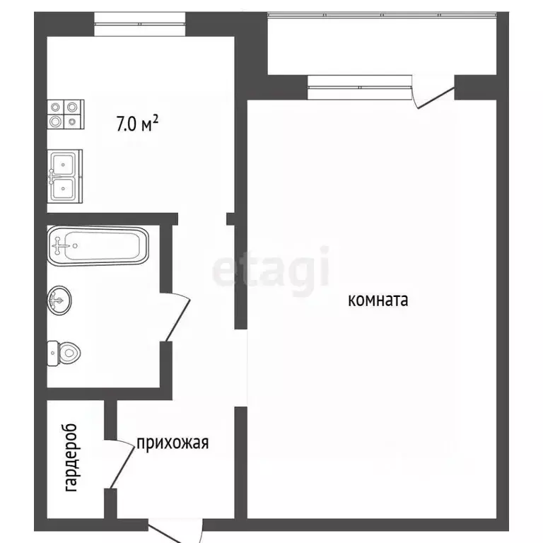 1-к кв. Костромская область, Кострома Катинская ул., 10 (33.5 м) - Фото 2