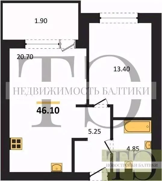 1-к кв. Калининградская область, Янтарный пгт Янтарные Сезоны жилой ... - Фото 1