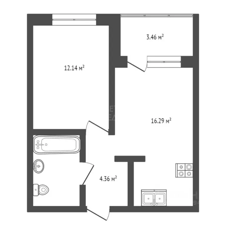 1-к кв. Тюменская область, Тюмень Одесская ул., 7к1 (39.81 м) - Фото 1