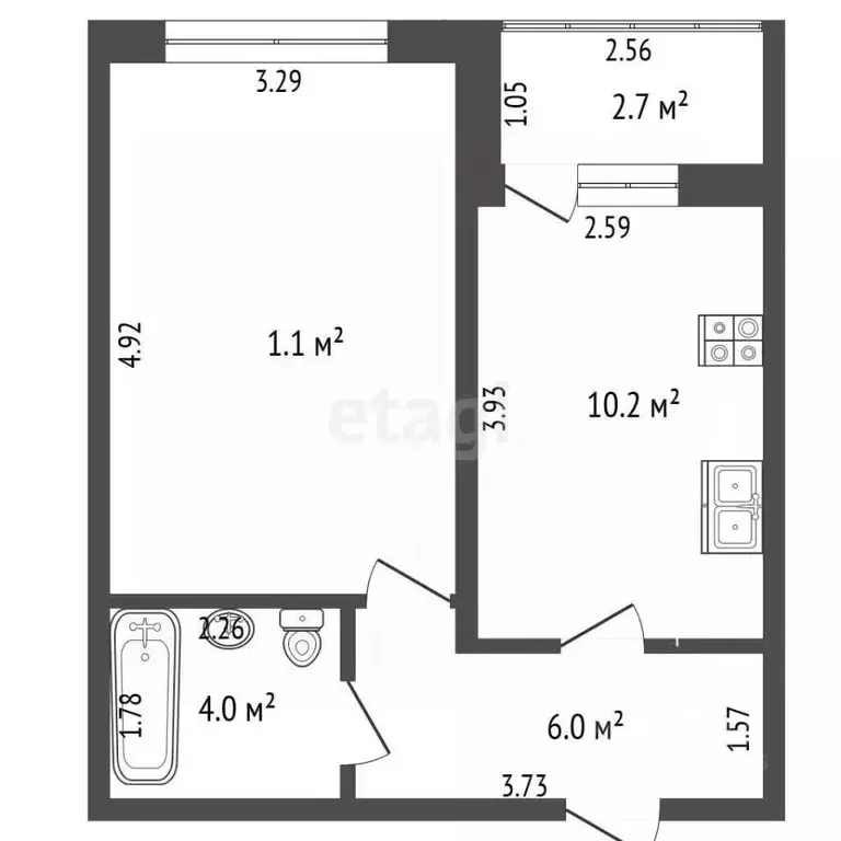1-к кв. Калининградская область, Калининград ул. Баженова, 13Б (36.3 ... - Фото 2