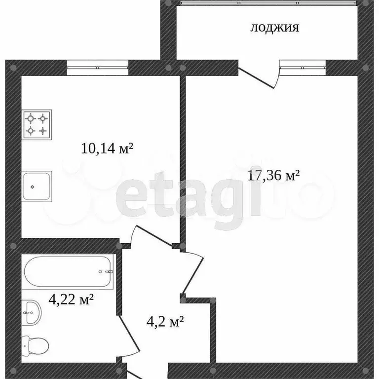 1-к. квартира, 34,9 м, 8/9 эт. - Фото 0