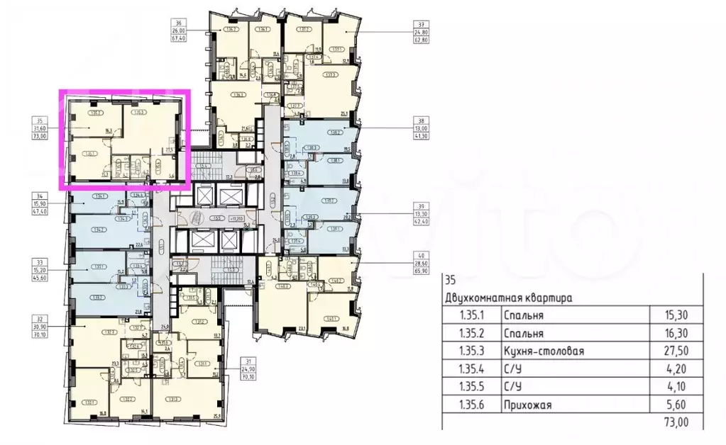 3-к. квартира, 71 м, 5/42 эт. - Фото 0