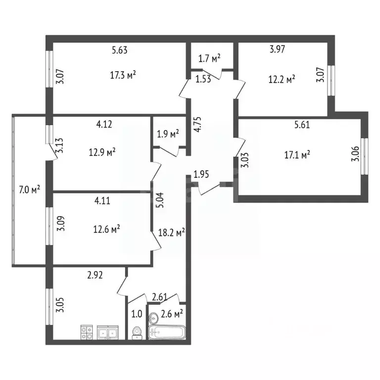 4-к кв. Санкт-Петербург Тверская ул., 27-29 (106.5 м) - Фото 2