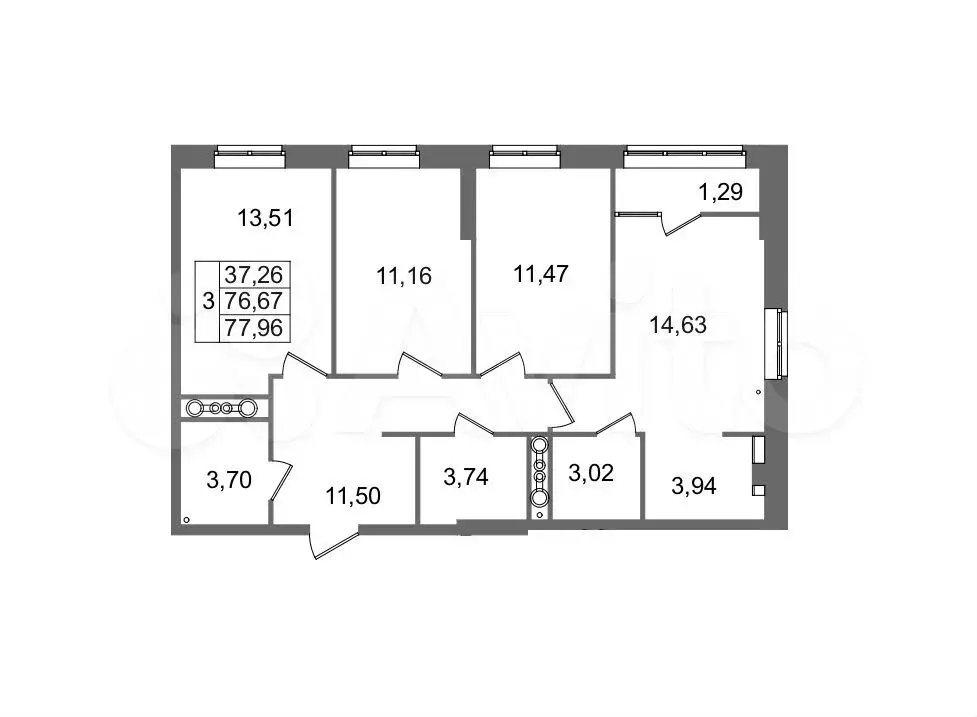 3-к. квартира, 78 м, 8/8 эт. - Фото 0