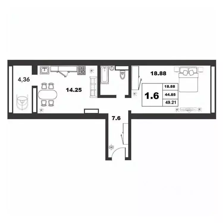 1-к кв. Новгородская область, Великий Новгород ул. Якова Павлова, 17 ... - Фото 1