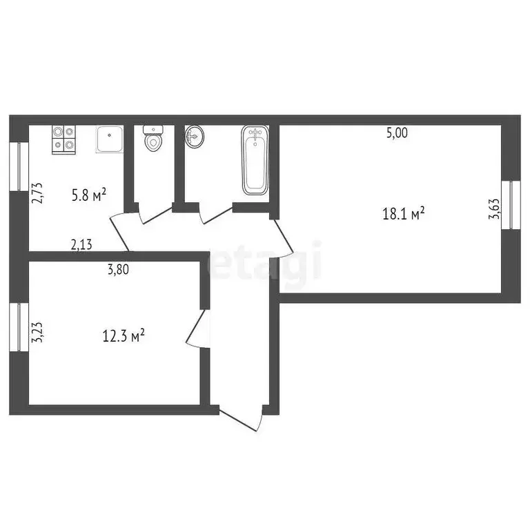 2-комнатная квартира: Искитим, Комсомольская улица, 73 (47.3 м) - Фото 0