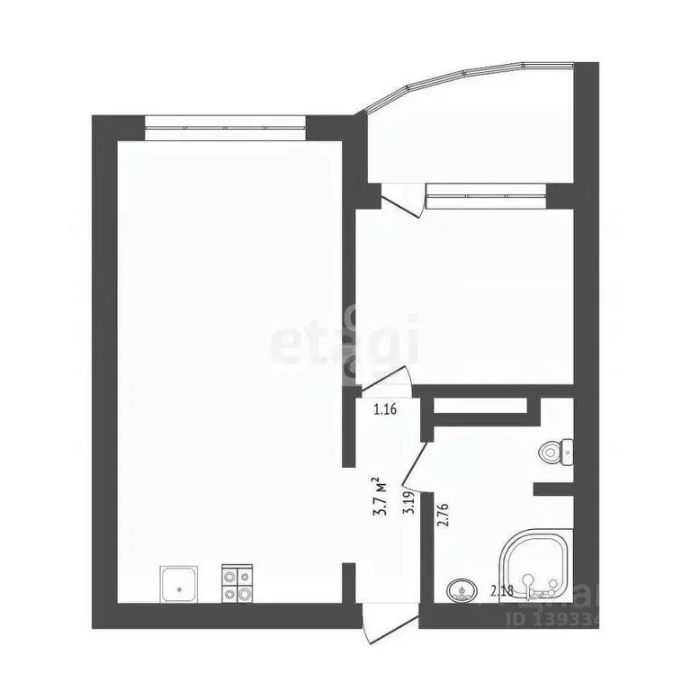 1-комнатная квартира: Дударева, улица Созидателей, 12 (43.4 м) - Фото 2