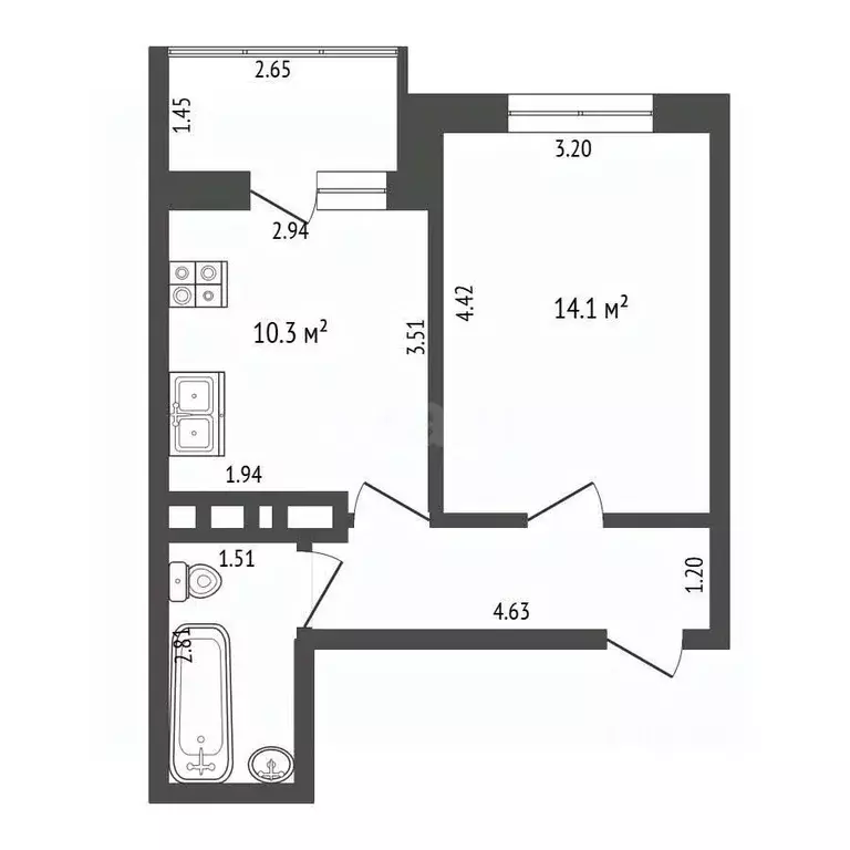 1-к кв. Самарская область, Волжский район, Лопатино с/пос, пос. ... - Фото 2