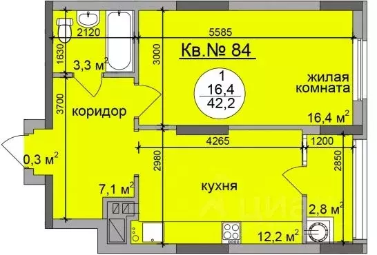 1-к кв. Рязанская область, Рязань ул. Старое Село, 2 (43.6 м) - Фото 0