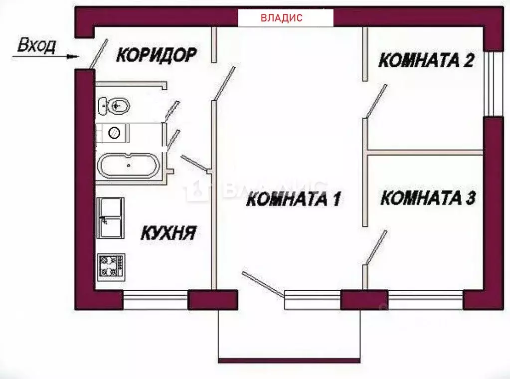3-к кв. Брянская область, Брянск проезд Федюнинского, 16 (48.1 м) - Фото 2