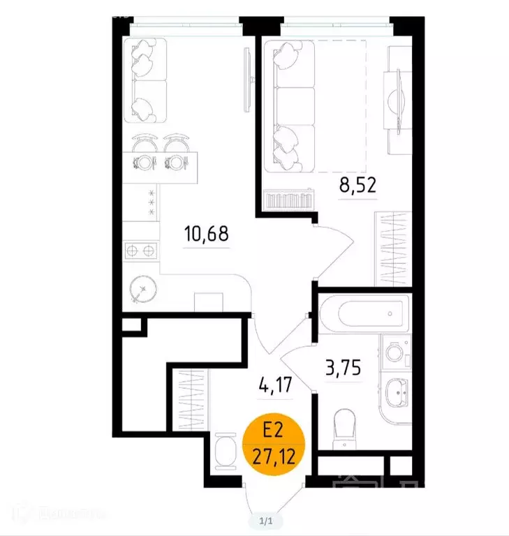 Квартира-студия: Рязань, Московское шоссе, 4 (27.12 м) - Фото 0