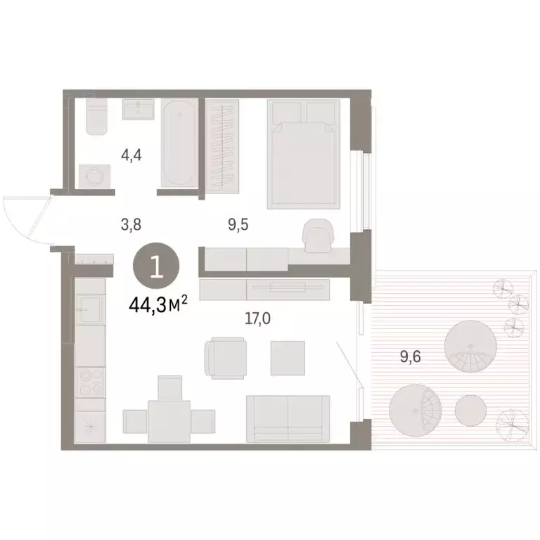 1-комнатная квартира: Курган, жилой район Центральный, ЖК Дом Кино ... - Фото 2