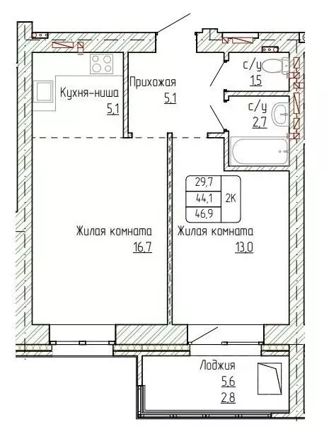 2-к кв. Алтайский край, Новоалтайск ул. Титова, 6 (46.9 м) - Фото 0