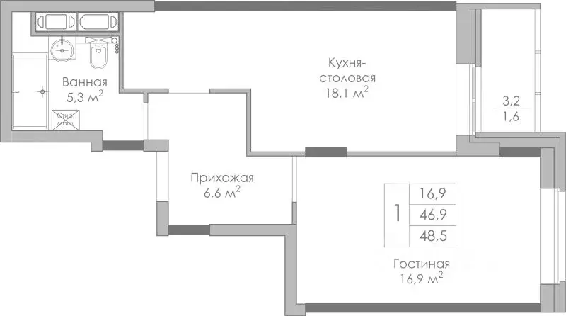 1-к кв. Липецкая область, Липецк Московская ул., 155 (48.5 м) - Фото 0