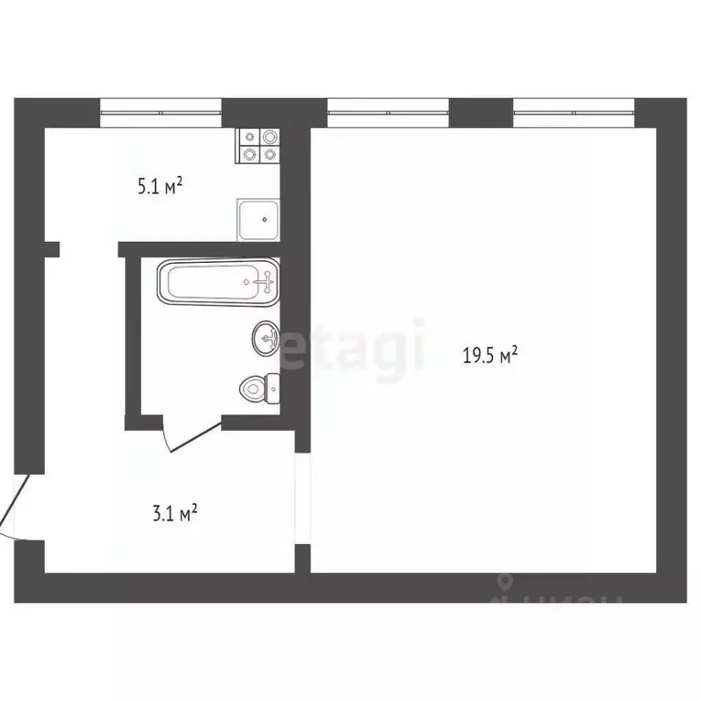 1-к кв. Нижегородская область, Выкса Гоголя мкр, 1 (31.0 м) - Фото 1