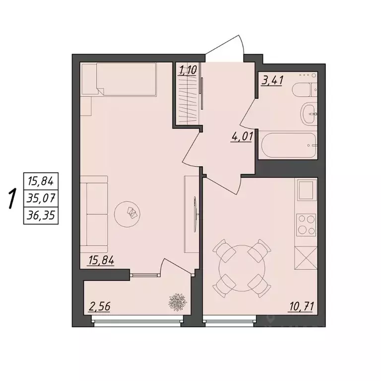 1-к кв. Волгоградская область, Волгоград ул. Алехина, 7к7 (36.35 м) - Фото 0