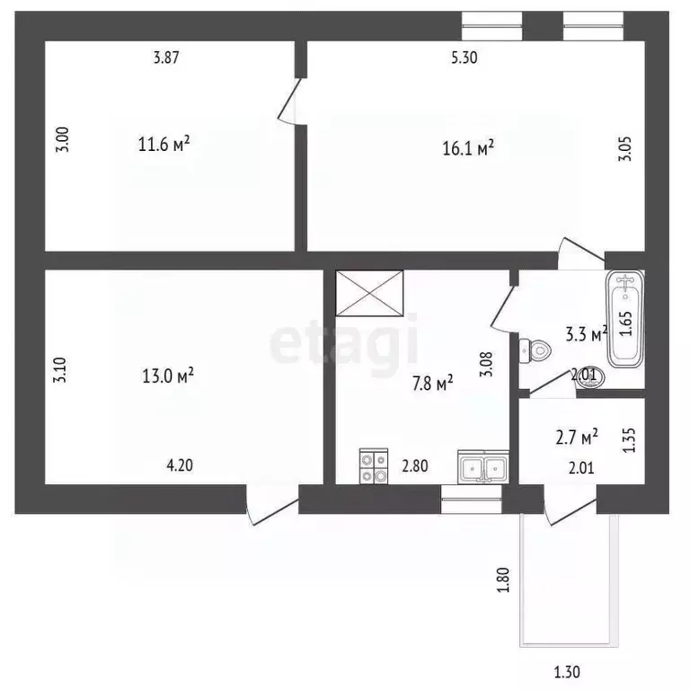 2-к кв. Крым, Бахчисарай ул. Скалистая, 10 (54.5 м) - Фото 2