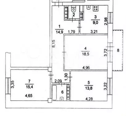 3-к. квартира, 76,4 м, 7/8 эт. - Фото 0