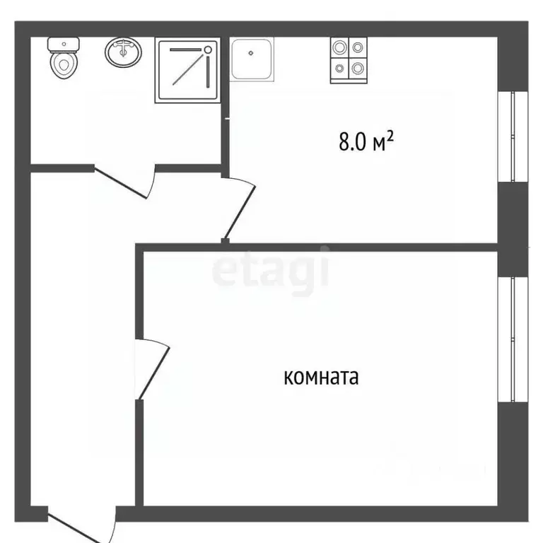 1-к кв. Псковская область, Печоры Кузнечная ул., 11 (31.0 м) - Фото 2