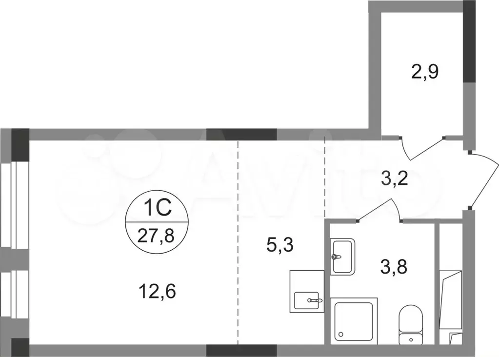 квартира-студия, 27,8 м, 16/19 эт. - Фото 0