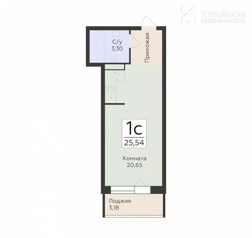 Квартира-студия: Воронеж, Острогожская улица, 156/3 (25.5 м) - Фото 1