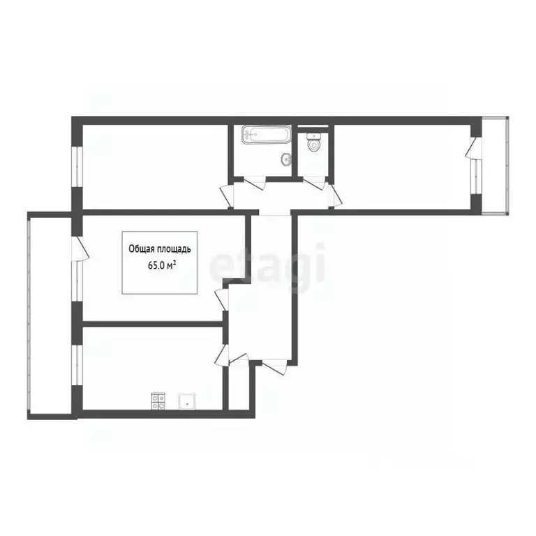 3-к кв. Томская область, Томск пос. Светлый, 9 (64.7 м) - Фото 1