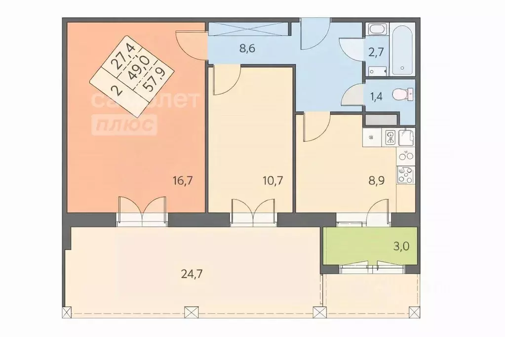 2-к кв. Московская область, Красногорск городской округ, с. ... - Фото 2