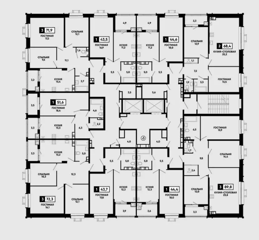 3-к кв. Ставропольский край, Ставрополь ул. Андрея Голуба, 14к2 (71.9 ... - Фото 1