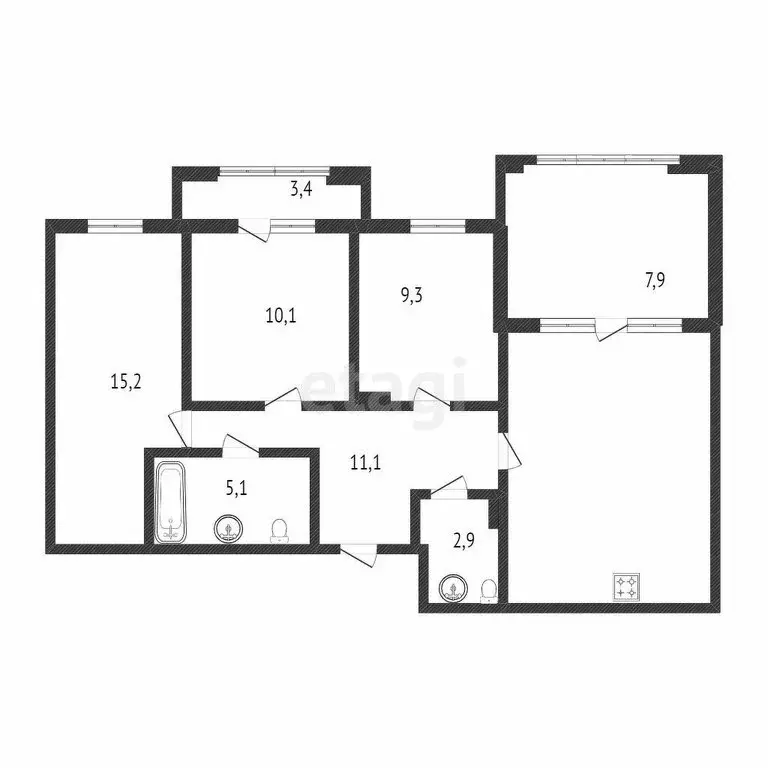 3-комнатная квартира: Тюмень, Обдорская улица, 1 (73.1 м) - Фото 0