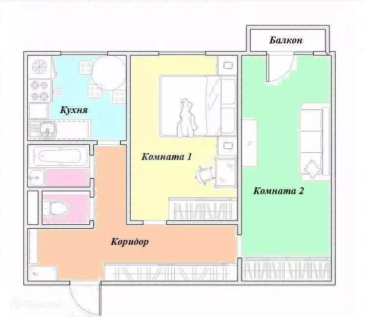 2-к кв. Московская область, Люберцы ул. С.П. Попова, 38 (45.0 м) - Фото 2