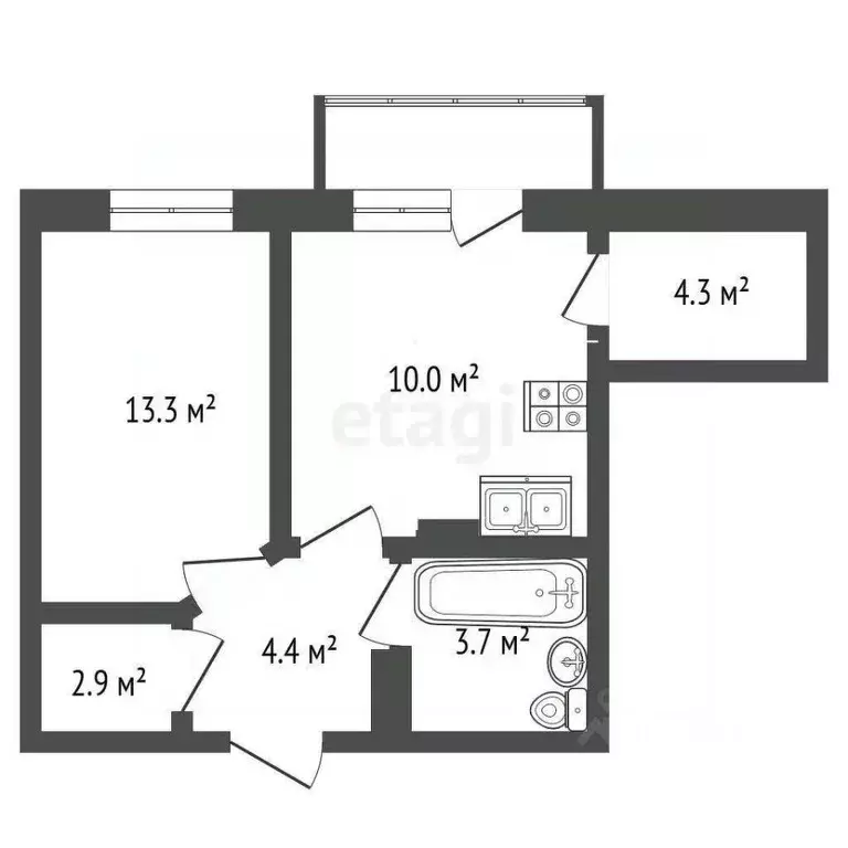 1-к кв. Ульяновская область, Ульяновск Отрадная ул., 11 (40.7 м) - Фото 2