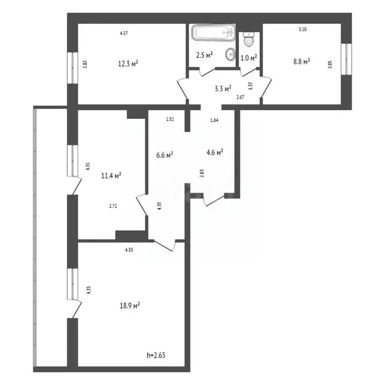 3-к кв. Красноярский край, Красноярск Караульная ул., 44 (69.7 м) - Фото 2