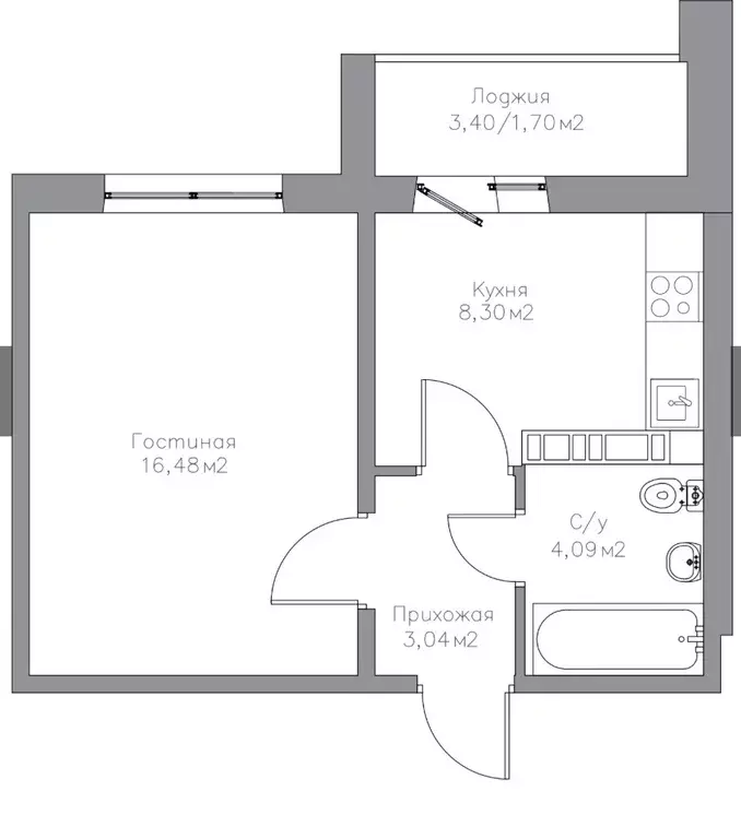 Продаётся 1-к квартира, 33.61 м - Фото 0