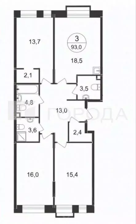 3-к кв. Москва, Москва, Московский г. ул. Лаптева, 9 (93.0 м) - Фото 2