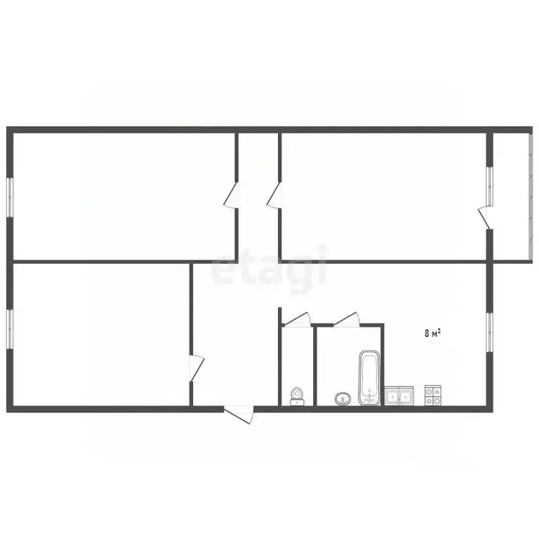 3-к кв. Ленинградская область, Приозерский район, Мельниковское с/пос, ... - Фото 2