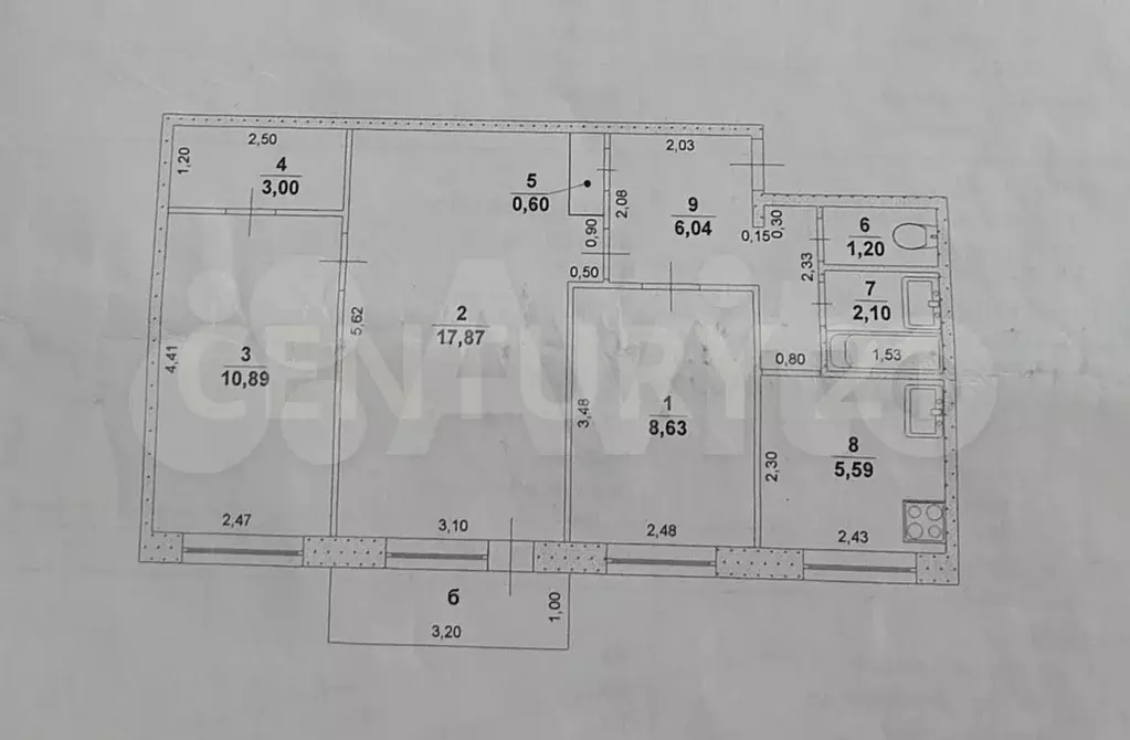 3-к. квартира, 57,1 м, 2/5 эт. - Фото 0