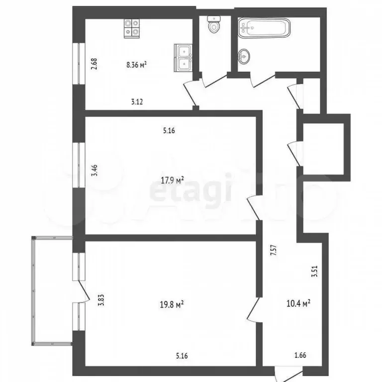 2-к. квартира, 65 м, 5/5 эт. - Фото 1