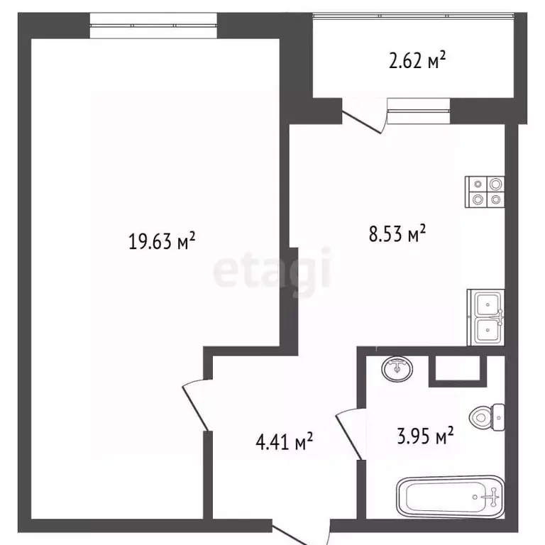 1-к кв. Архангельская область, Новодвинск Южная ул., 7 (37.83 м) - Фото 1