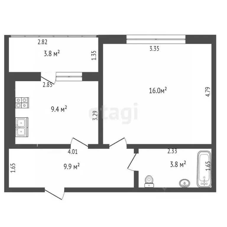 1-к кв. Калининградская область, Калининград ул. Свердлова, 28 (38.5 ... - Фото 1