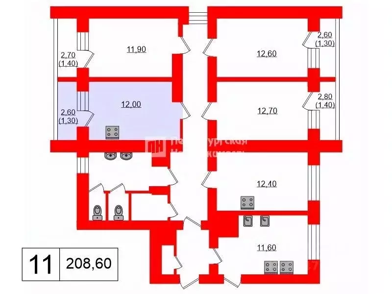 Комната Санкт-Петербург Бухарестская ул., 128К1 (12.0 м) - Фото 1