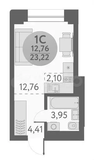 Квартира-студия, 23,2 м, 19/29 эт. - Фото 0