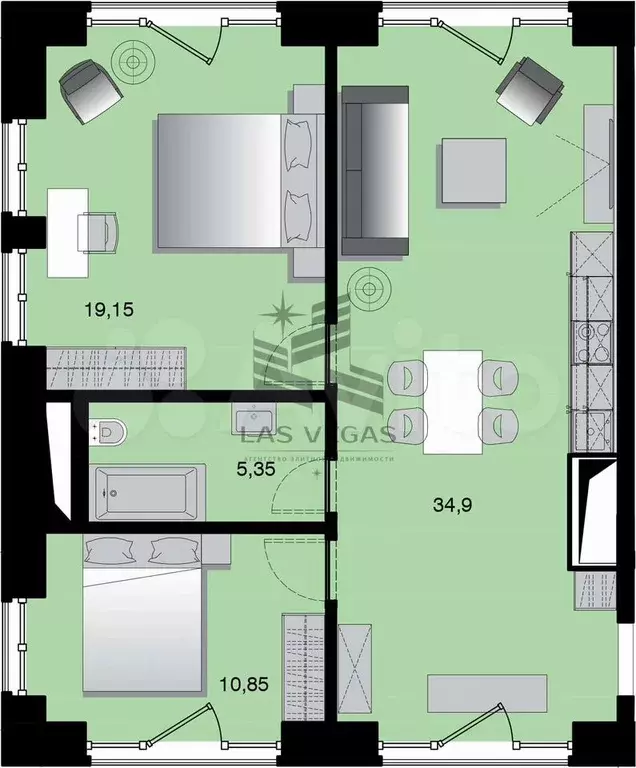 2-к. квартира, 70 м, 10/10 эт. - Фото 0
