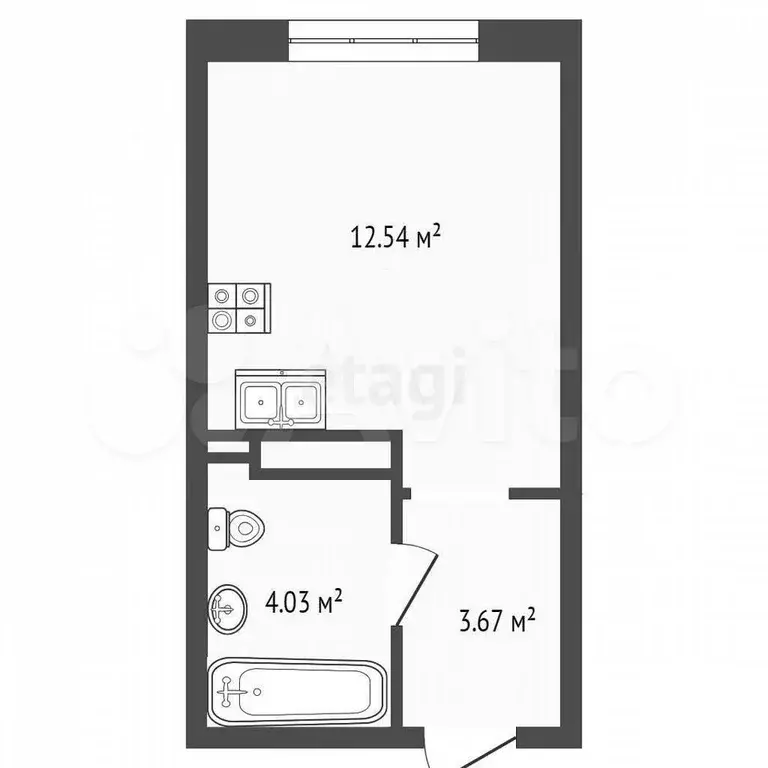 Квартира-студия, 19,6 м, 9/12 эт. - Фото 0