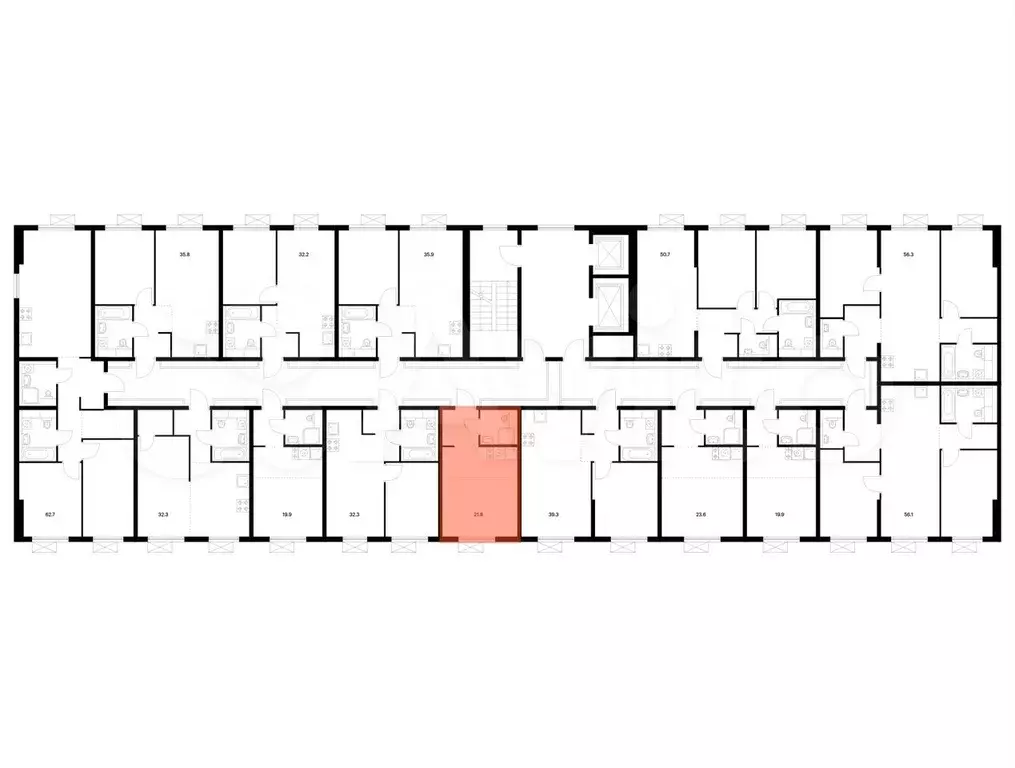 Квартира-студия, 21,8 м, 13/16 эт. - Фото 1